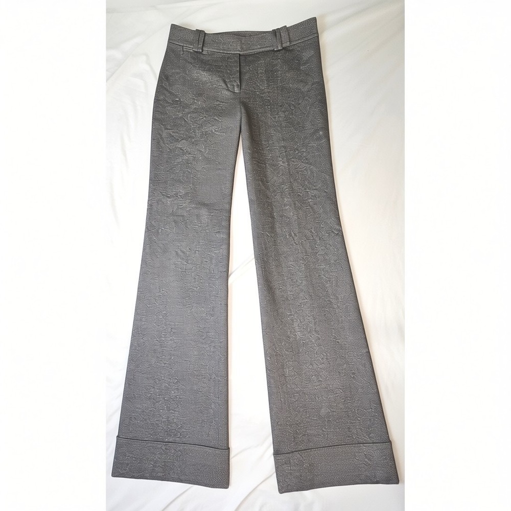 Ann Taylor Gray Tweed Wool Blend Wide Leg Cuffed Dress Pants Size 00 Office Wear